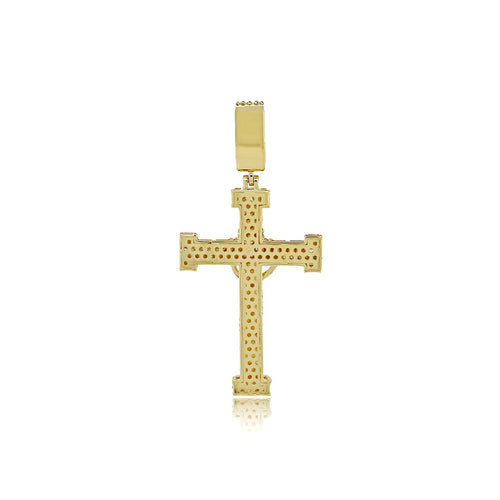 14K Gold Diamond Jesus Cross Pendant | Iced-Out Crucifix Design