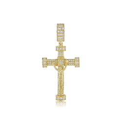 14K Gold Diamond Jesus Cross Pendant | Iced-Out Crucifix Design