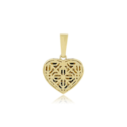 10K Gold Black & White Diamond Heart Pendant | Elegant Two-Tone Design