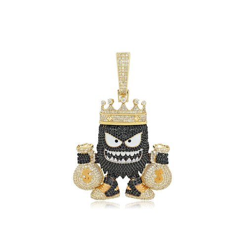 14K Gold Hip-Hop Diamond King Pendant | Iced-Out Money Bag Design