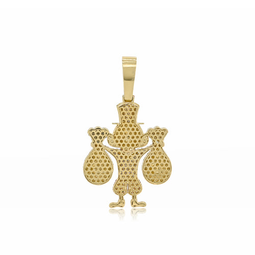 14K Gold Hip-Hop Diamond Duck Pendant | Iced-Out Money Bag Design