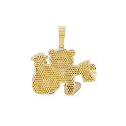 14K Gold Hip-Hop Diamond Bear Pendant | Iced-Out Money Bag Design