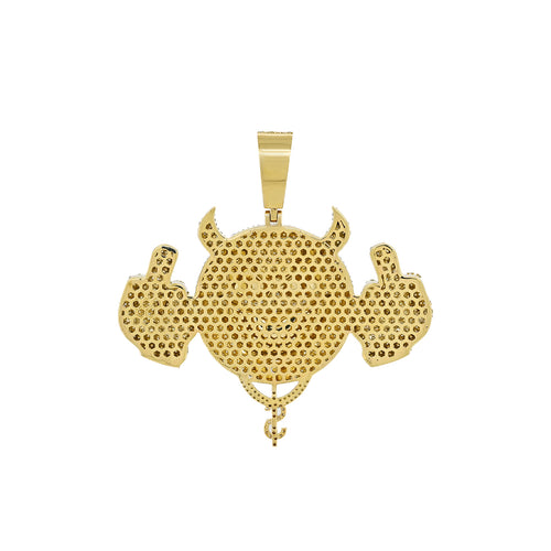 14K Gold Hip-Hop Diamond Devil Pendant | Iced-Out Emoji Design