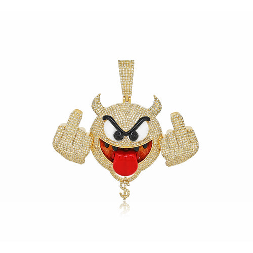 14K Gold Hip-Hop Diamond Devil Pendant | Iced-Out Emoji Design