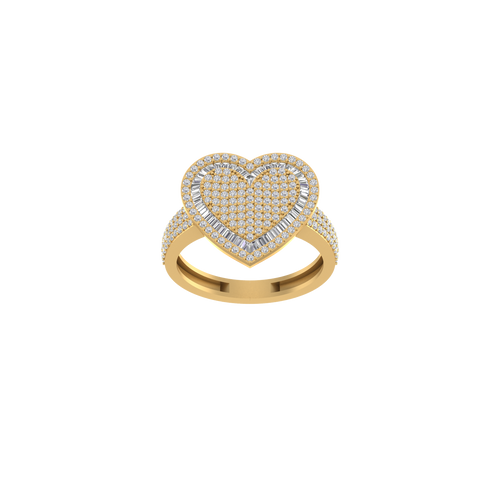 Cherished Charms: Modern 14K Gold Heart Fashion Ring for Timeless Beauty