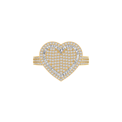 Cherished Charms: Modern 14K Gold Heart Fashion Ring for Timeless Beauty