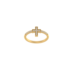 Eternal Faith: 14K Gold Cross Band Ring