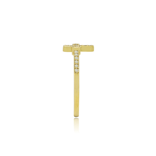 Eternal Faith: 14K Gold Cross Band Ring