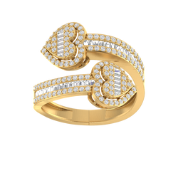 Heartfelt Glamour: 14K Gold Heart-Shaped Fashion Ring