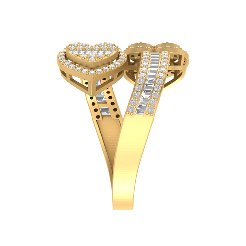 Heartfelt Glamour: 14K Gold Heart-Shaped Fashion Ring