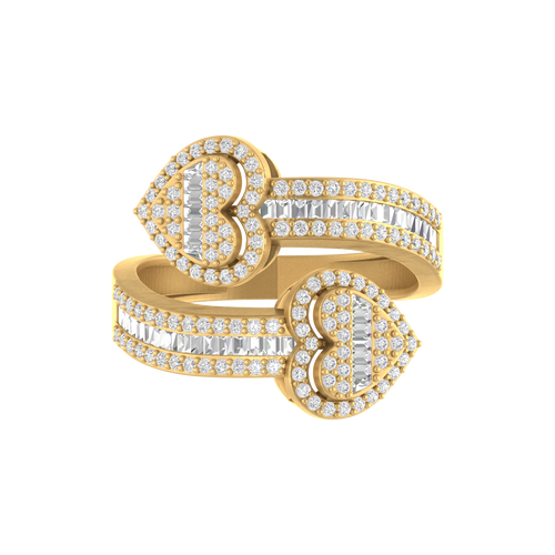 Heartfelt Glamour: 14K Gold Heart-Shaped Fashion Ring