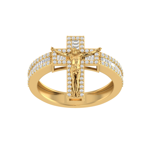 Divine Embrace: 14K Gold Jesus Cross Ring