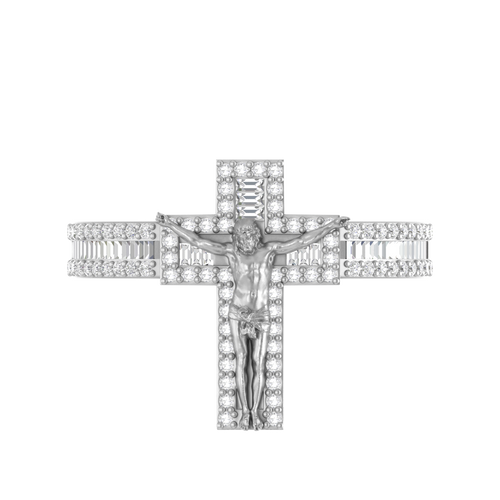 Divine Embrace: 14K Gold Jesus Cross Ring