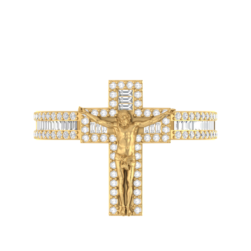 Divine Embrace: 14K Gold Jesus Cross Ring