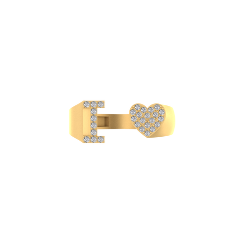 Diamond-Dazzled Devotion: Heart Shaped Initial I Ring in 14K Gold