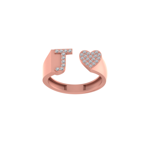 Jewel of Devotion: Heart-Shaped Initial J Ring in 14K Gold and Diamonds