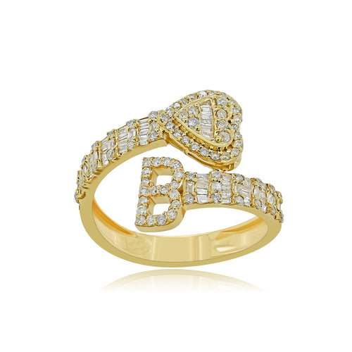 Breathtaking Beauty: 14K Gold B Initial Ring