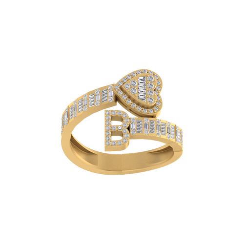 Breathtaking Beauty: 14K Gold B Initial Ring