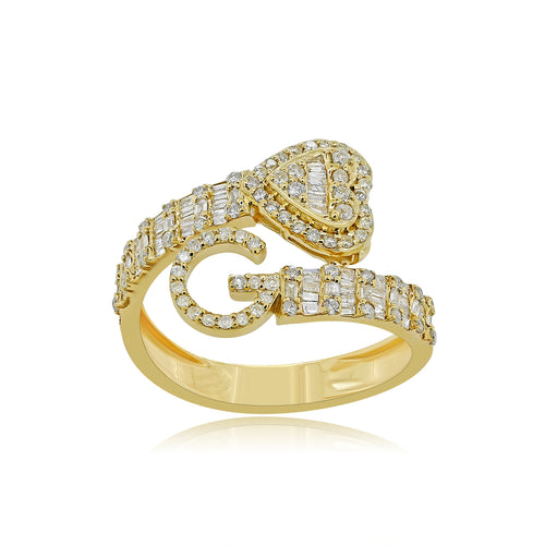 Gilded Whispers: 14K Gold Whispering G Initial Ring