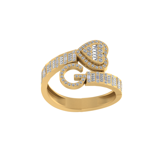 Gilded Whispers: 14K Gold Whispering G Initial Ring