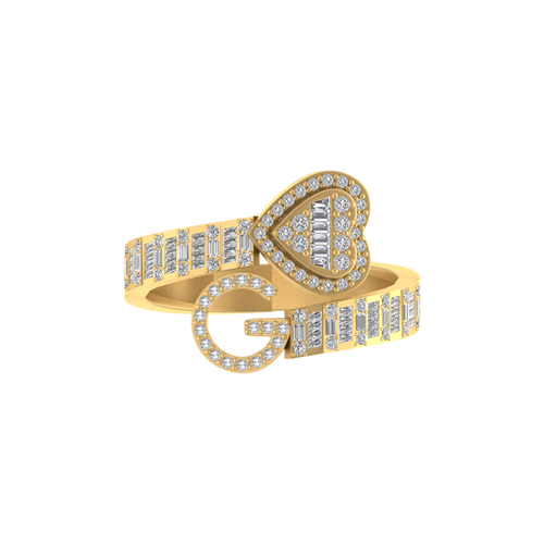 Gilded Whispers: 14K Gold Whispering G Initial Ring