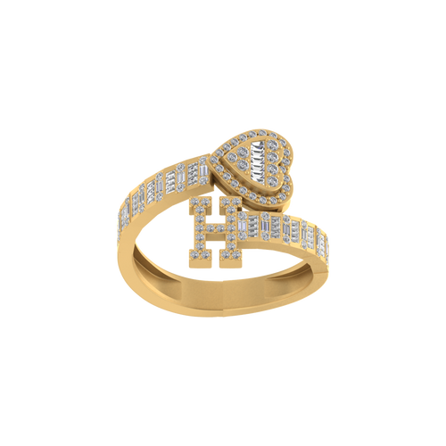 Heart of Gold: 14K Gold H Initial Ring