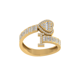 Heartfelt Identity: 14K Gold Initial 'I' Ring with Heart