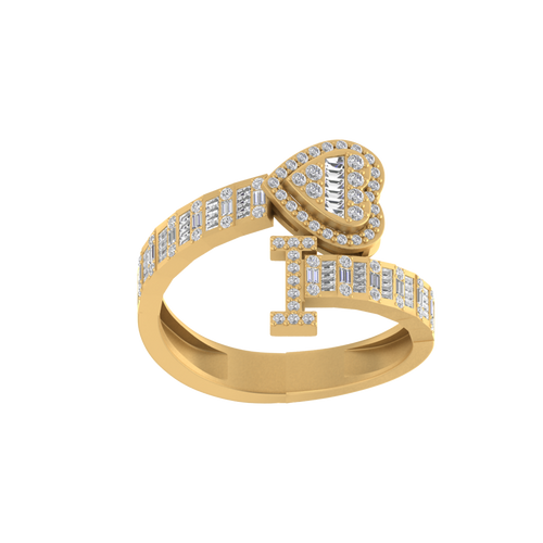 Heartfelt Identity: 14K Gold Initial 'I' Ring with Heart