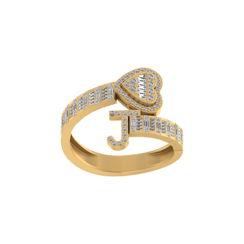 Golden Affection: 14K Gold Initial J Ring with Heart