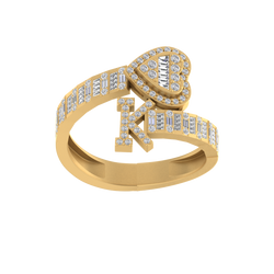 Radiant Affection: 14K Gold Heart and 'K' Initial Ring