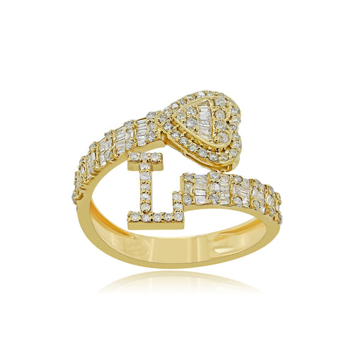 Luxe Affection: 14K Gold Initial L Heart Ring