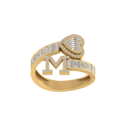 Radiant Romance: 14K Gold Heart and M Initial Ring