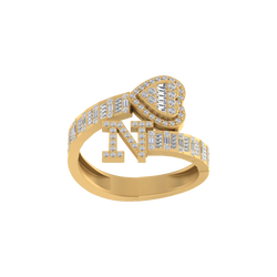 Heartwarming Elegance: 14K Gold N Initial Ring with Heart