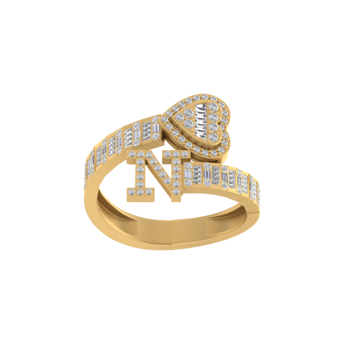 Heartwarming Elegance: 14K Gold N Initial Ring with Heart