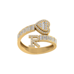 Radiant Love: 14K Gold Heart Initial R Ring