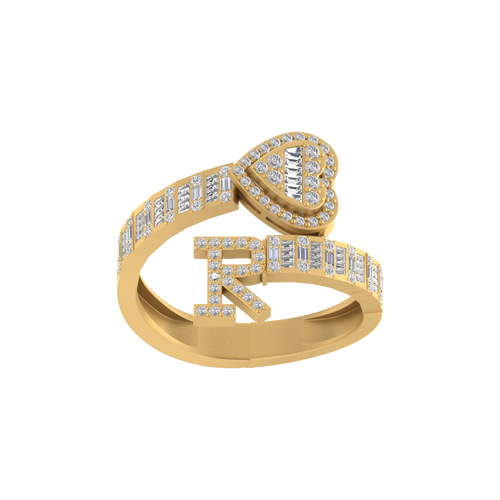 Radiant Love: 14K Gold Heart Initial R Ring