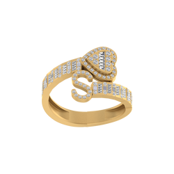 Sweetheart Signature: 14K Gold Initial S Ring with Heart