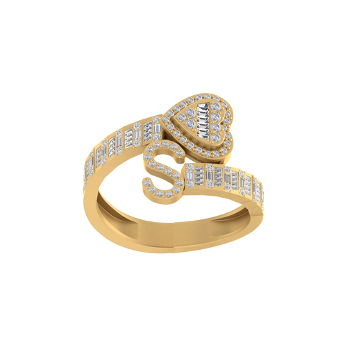 Sweetheart Signature: 14K Gold Initial S Ring with Heart