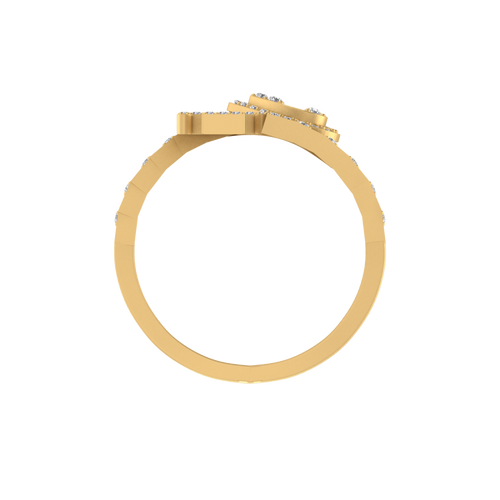 Tender Tribute: 14K Gold Initial T Ring with Heart