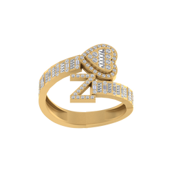 Golden Affection: 14K Gold Initial Z Ring with Heart