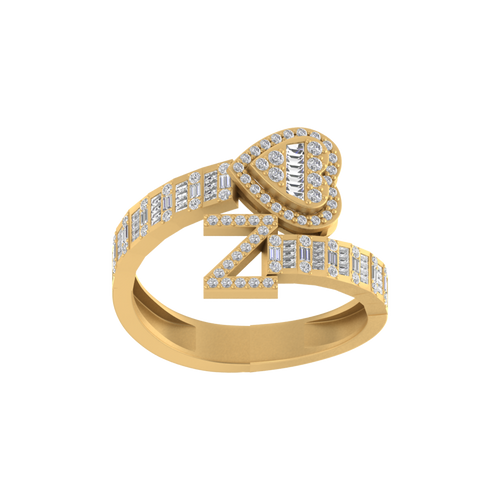 Golden Affection: 14K Gold Initial Z Ring with Heart