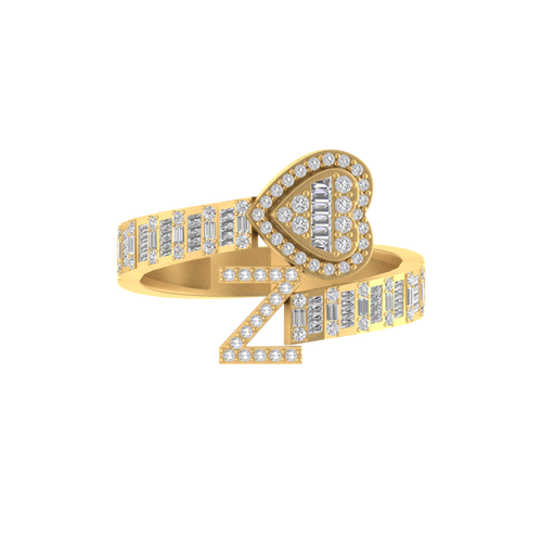 Golden Affection: 14K Gold Initial Z Ring with Heart