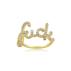 14k custom Letter Natural Diamond Ring