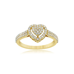 Glamorous 14K Gold Heart-Shaped Fashion Ring for Celestial Charms