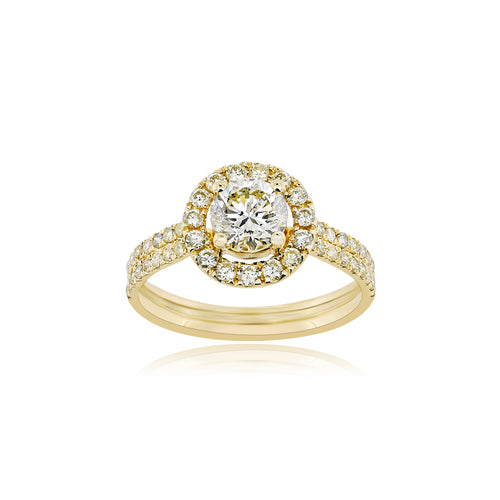 Sparkling 14K Gold Engagement Ring with Center stone