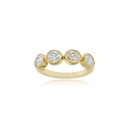 14K Gold Bezel Set Oval Diamond Band – 1.25 CT Elegant Stackable Ring