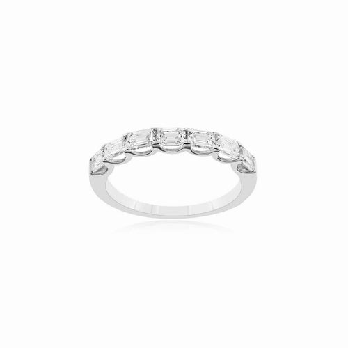 14K Gold Baguette Diamond Half-Eternity Band – 1.00 CT Stackable Ring