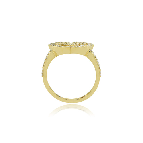 Cherished Charms: Modern 14K Gold Heart Fashion Ring for Timeless Beauty