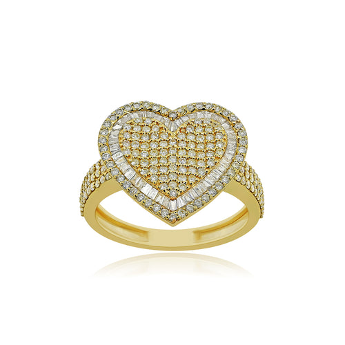 Cherished Charms: Modern 14K Gold Heart Fashion Ring for Timeless Beauty