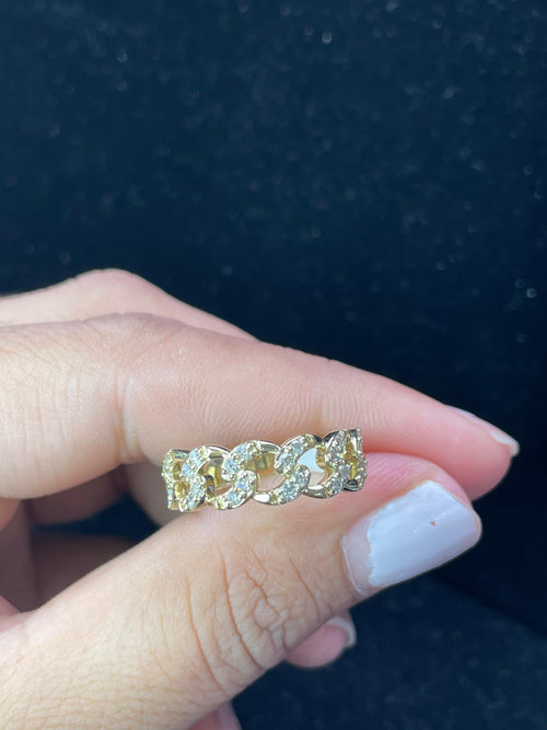 Cuban Twist: 14K Gold Linked Band Ring